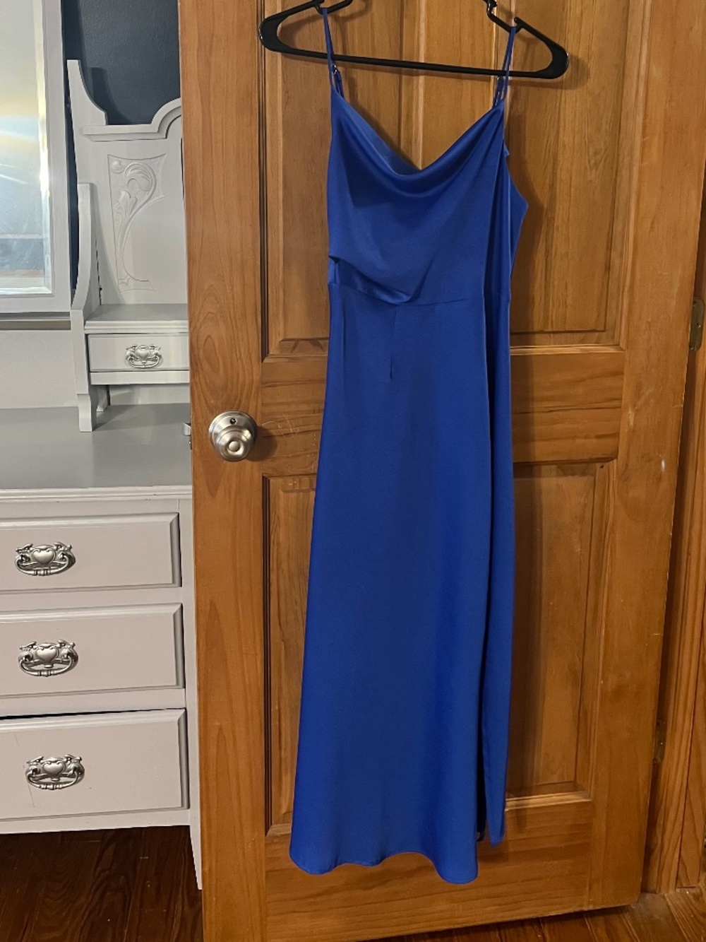 One and Only Collective Royal Blue Satin Midi Dress- Size S